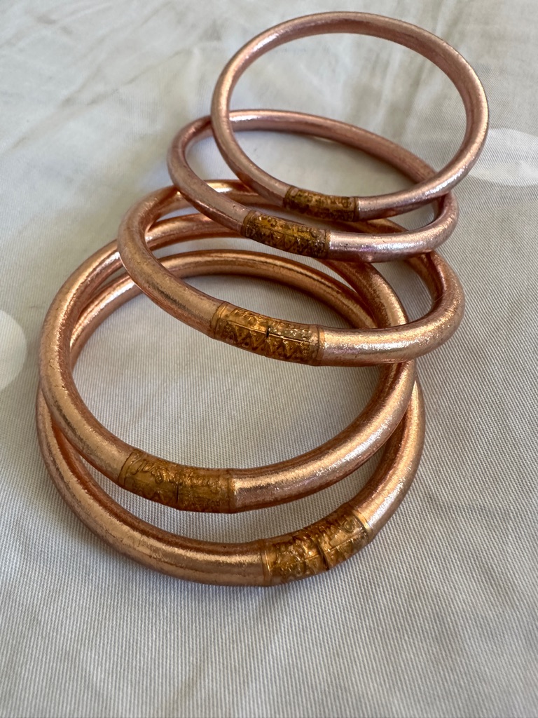 Stackable Rose Gold Tone Bangle Bracelets - Set Of 5